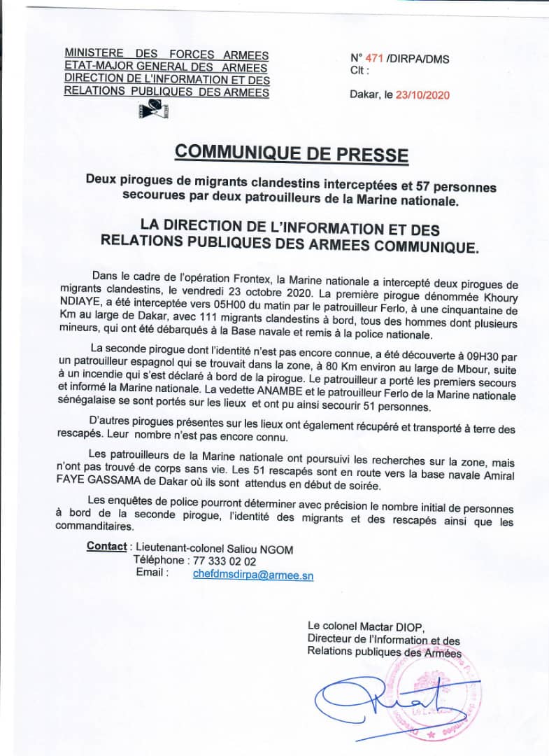 Deux pirogues de migrants clandestins interceptées et 57 personnes secourues par deux patrouilleurs de la Marine nationale.